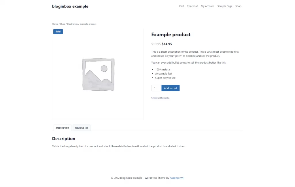 Example product page