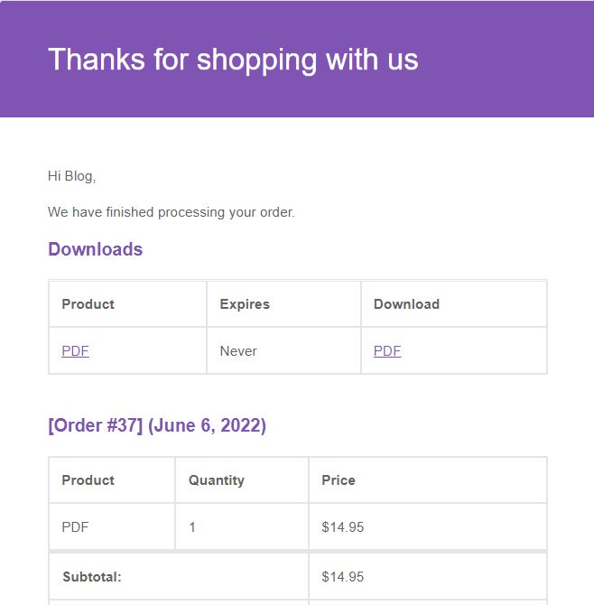 WooCommerce download link to file